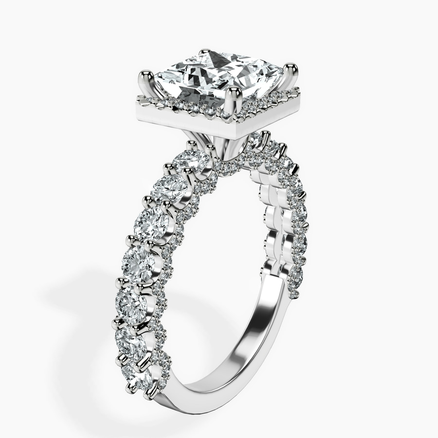Platinum Enchanté Side Stones Halo Lab Diamond Ring standing product image one