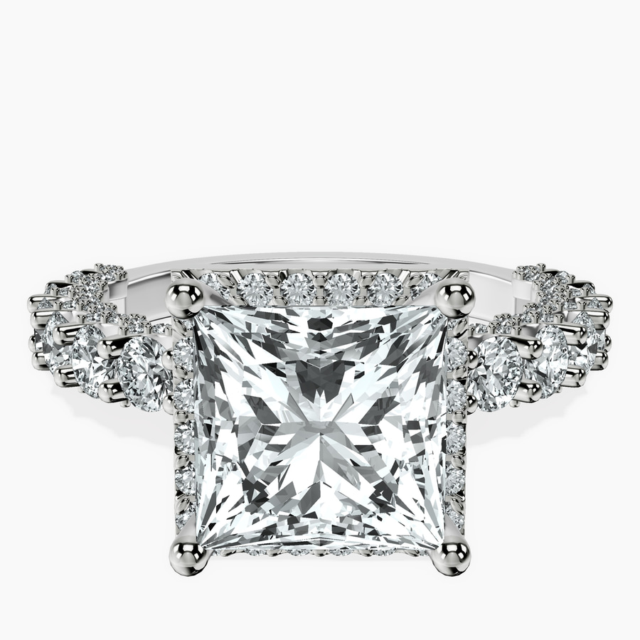 10kt White Gold Enchanté Side Stones Halo Lab Diamond Ring front image