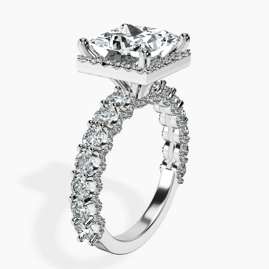 10kt White Gold Enchanté Side Stones Halo Lab Diamond Ring standing product image one