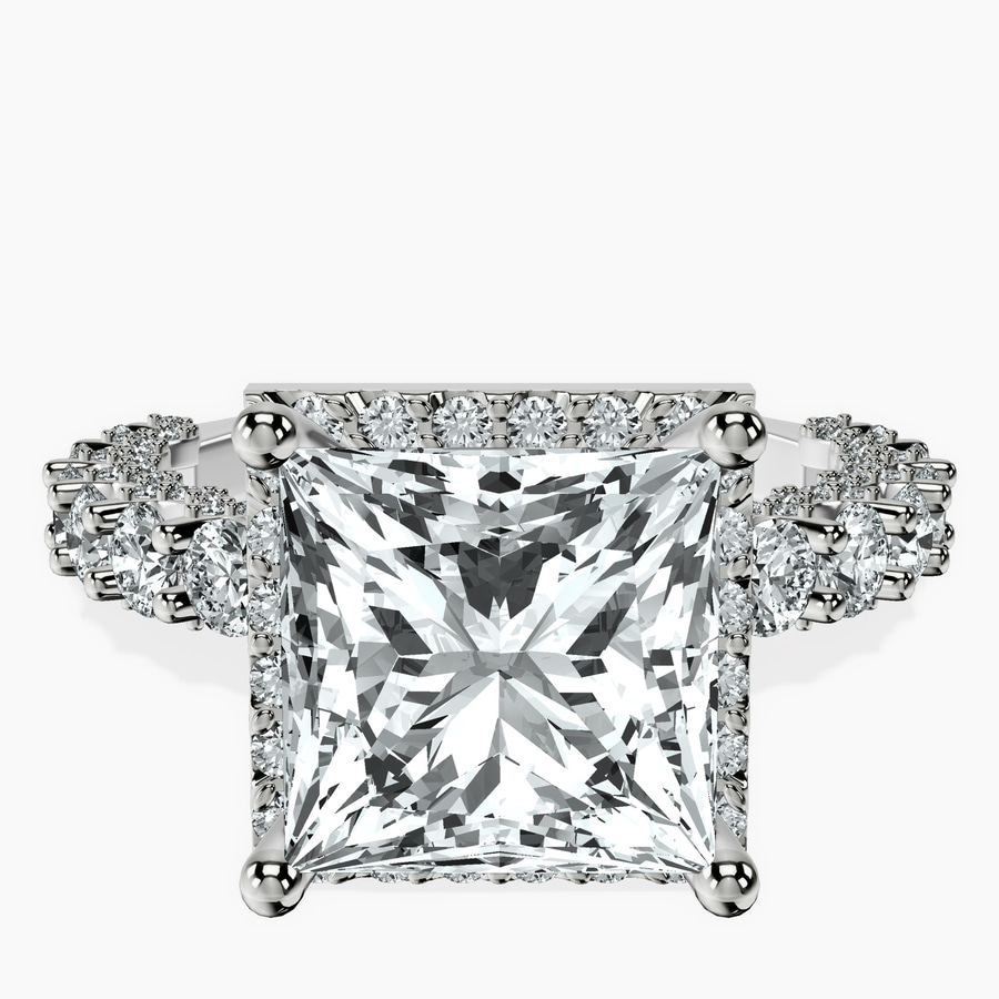 10kt White Gold Enchanté Side Stones Halo Lab Diamond Ring front image