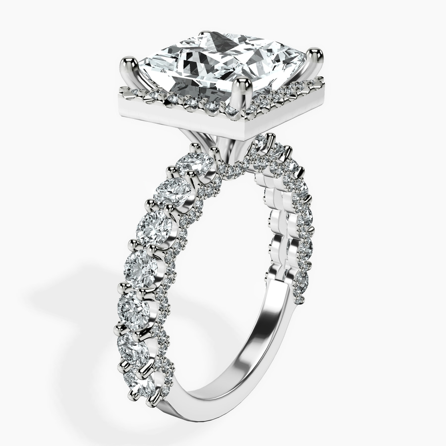 10kt White Gold Enchanté Side Stones Halo Lab Diamond Ring standing product image one