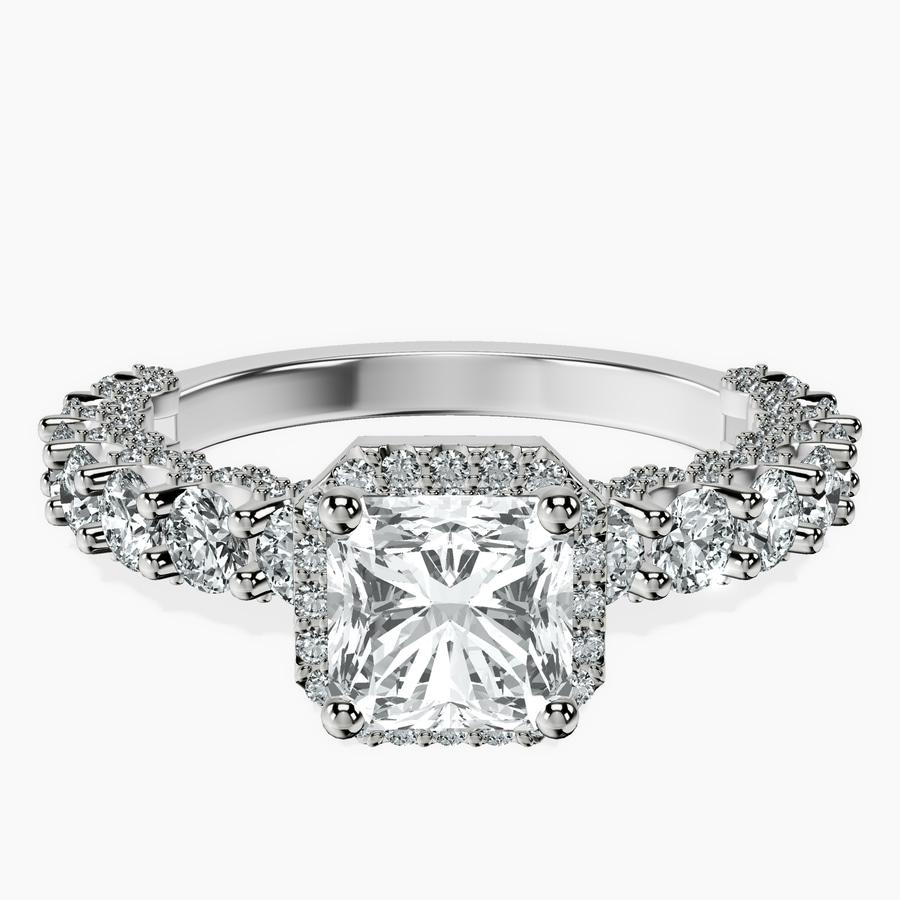 Platinum Enchanté Side Stones Halo Lab Diamond Ring front image