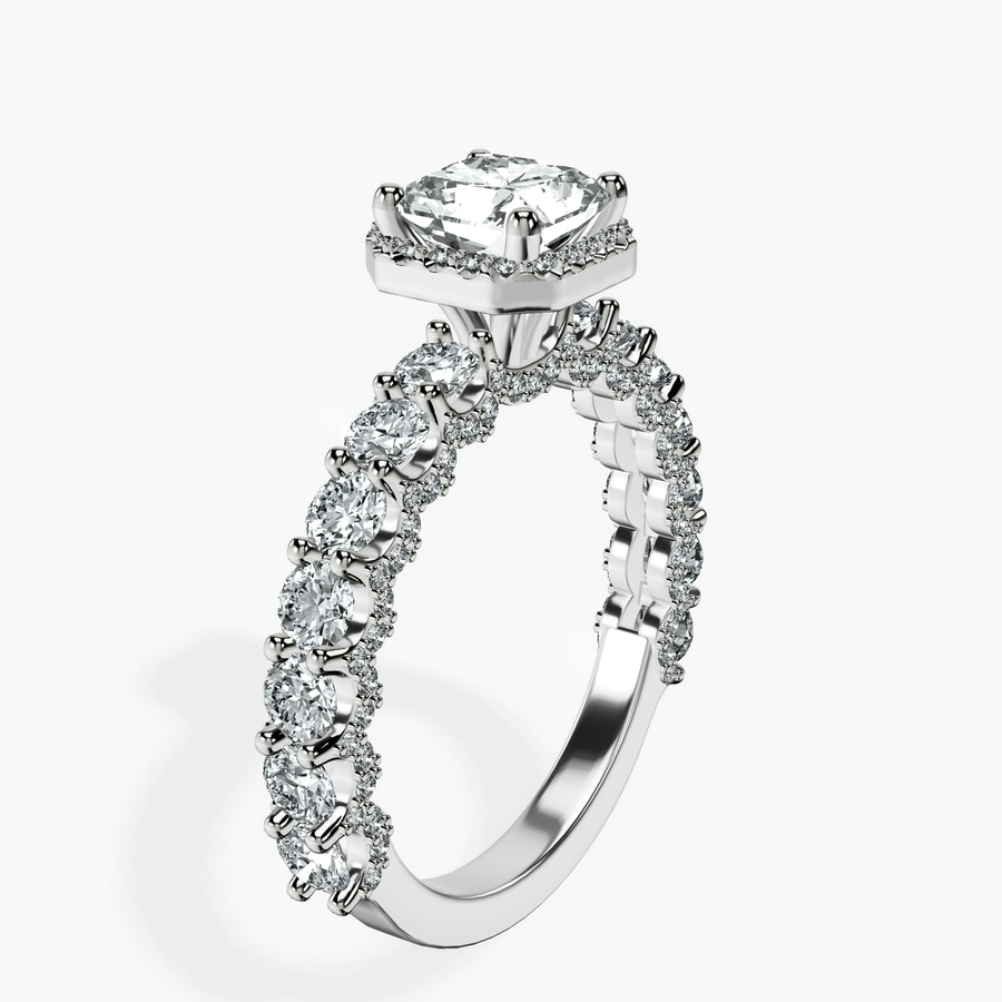 Platinum Enchanté Side Stones Halo Lab Diamond Ring standing product image one
