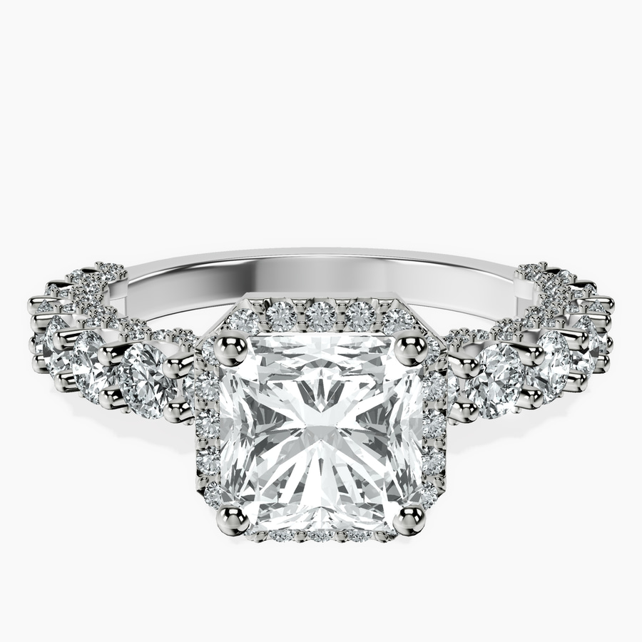 Platinum Enchanté Side Stones Halo Lab Diamond Ring front image