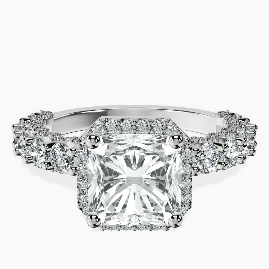 Platinum Enchanté Side Stones Halo Lab Diamond Ring front image