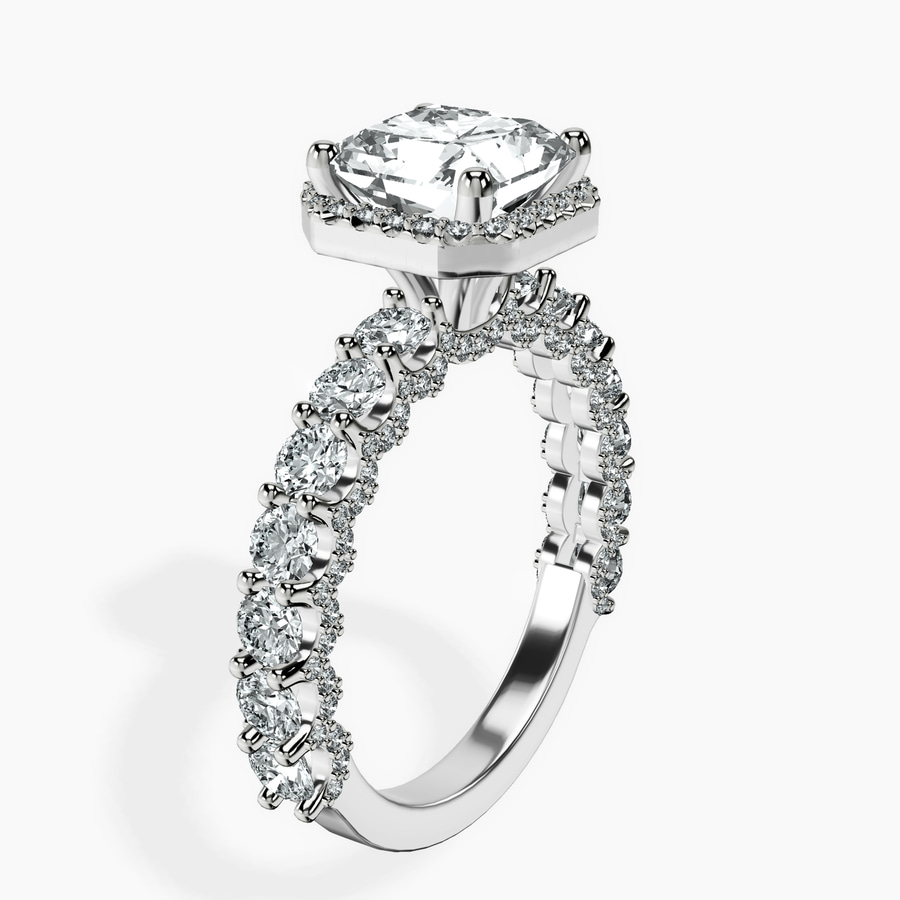 Platinum Enchanté Side Stones Halo Lab Diamond Ring standing product image one