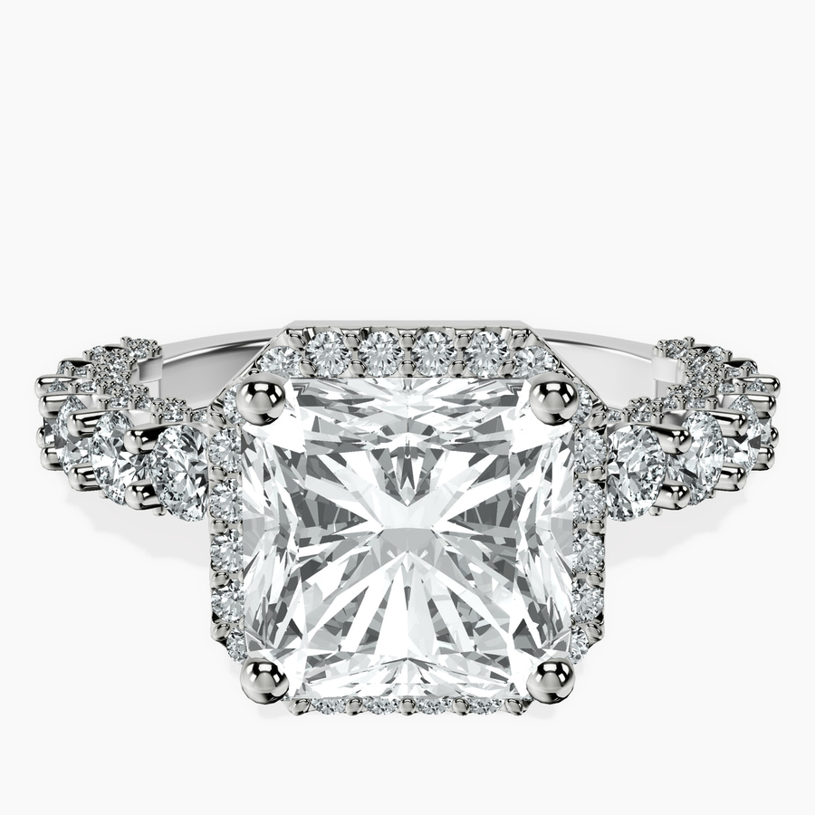 Platinum Enchanté Side Stones Halo Lab Diamond Ring front image