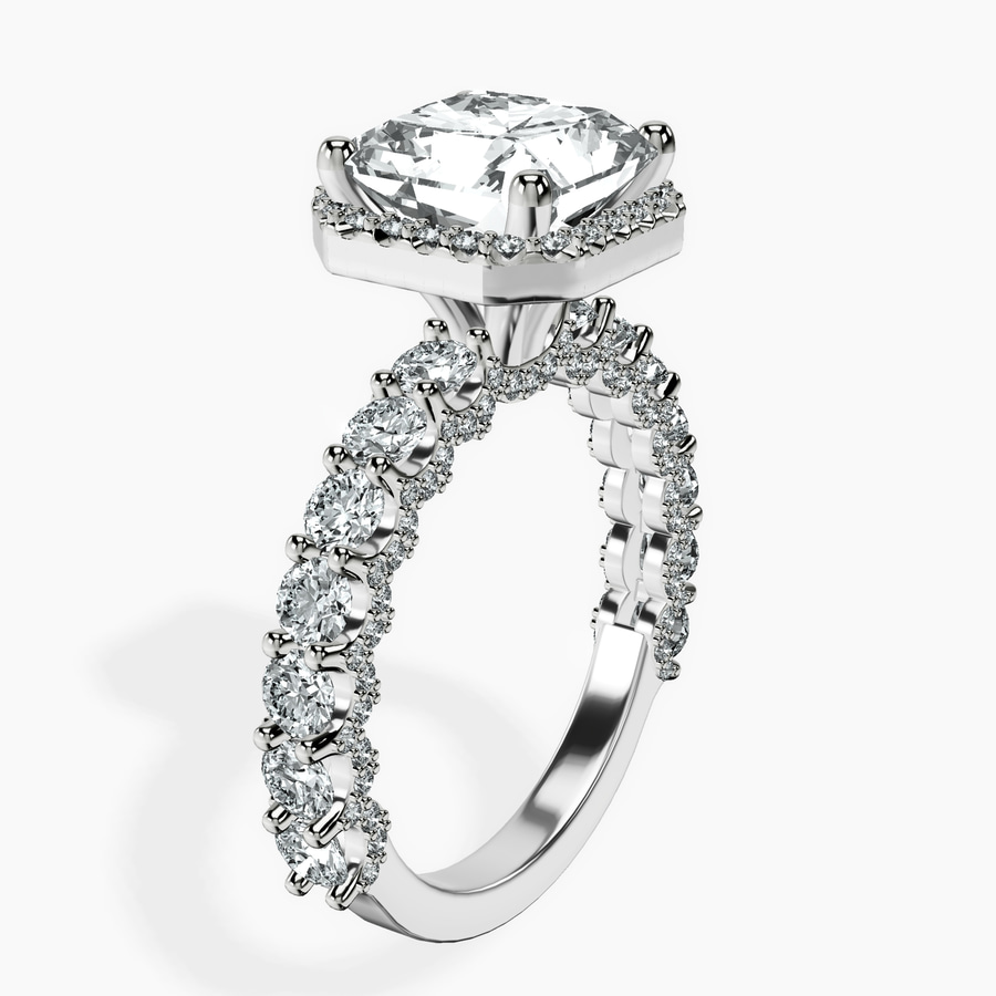 Platinum Enchanté Side Stones Halo Lab Diamond Ring standing product image one