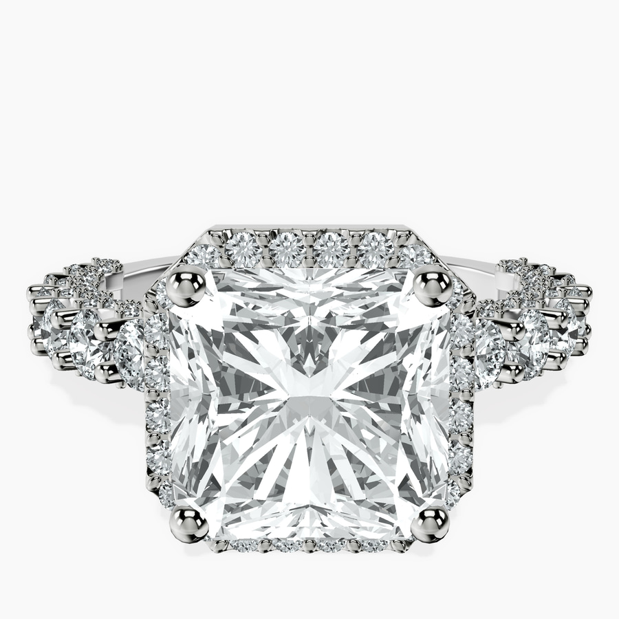 10ct White Gold Enchanté Side Stones Halo Lab Diamond Ring front image