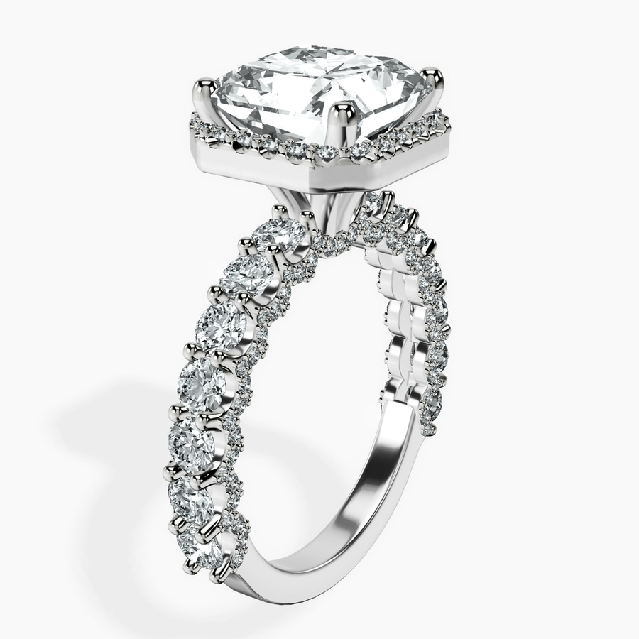 10ct White Gold Enchanté Side Stones Halo Lab Diamond Ring standing product image one