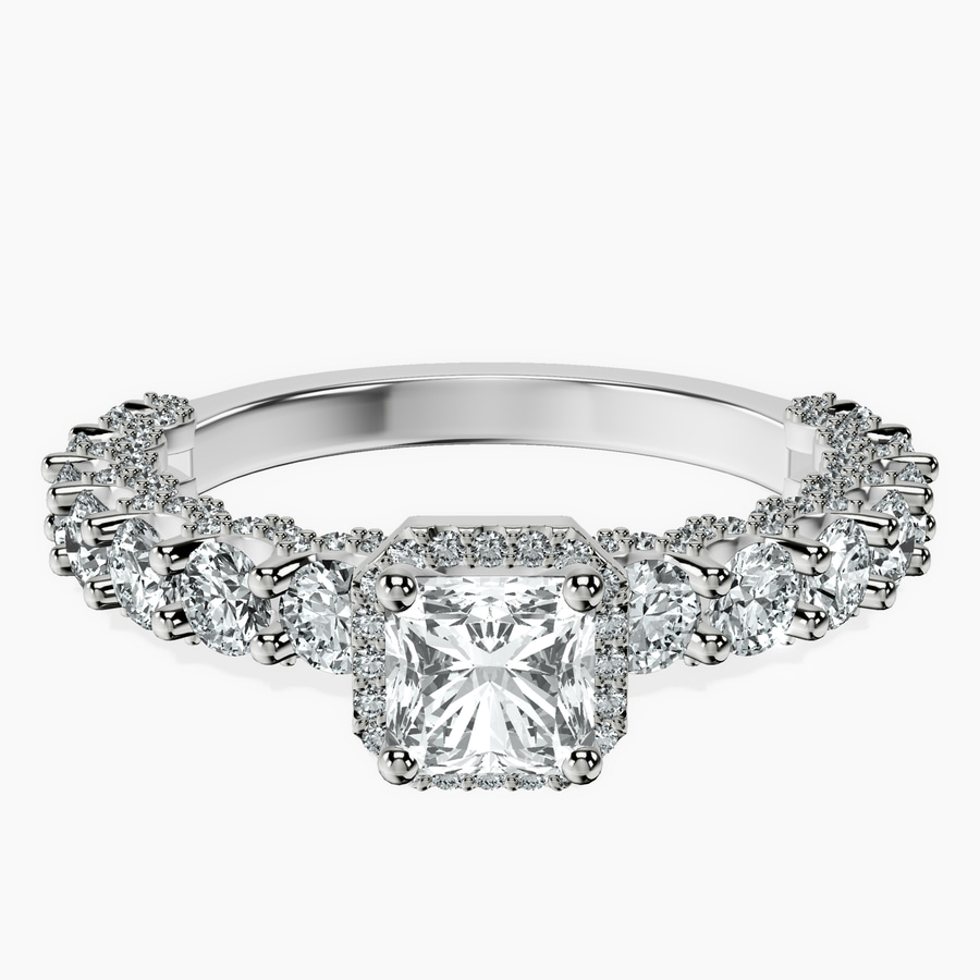 10ct White Gold Enchanté Side Stones Halo Lab Diamond Ring front image