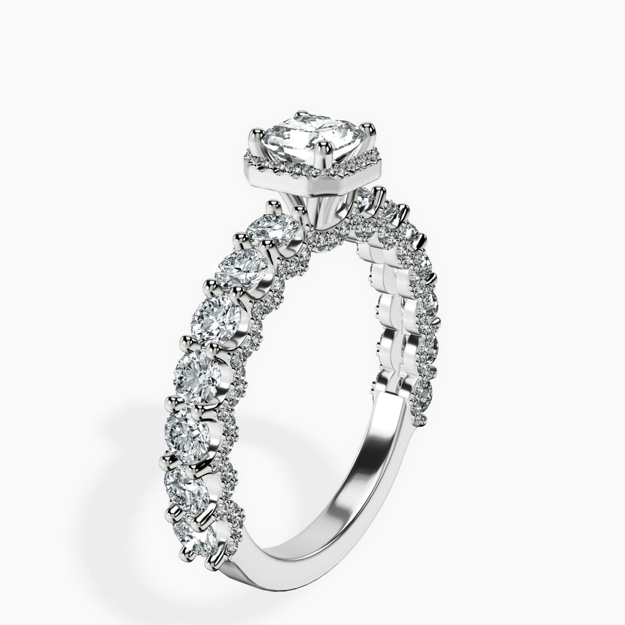 10ct White Gold Enchanté Side Stones Halo Lab Diamond Ring standing product image one