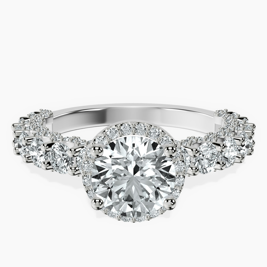 Platinum Enchanté Side Stones Halo Lab Diamond Ring front image