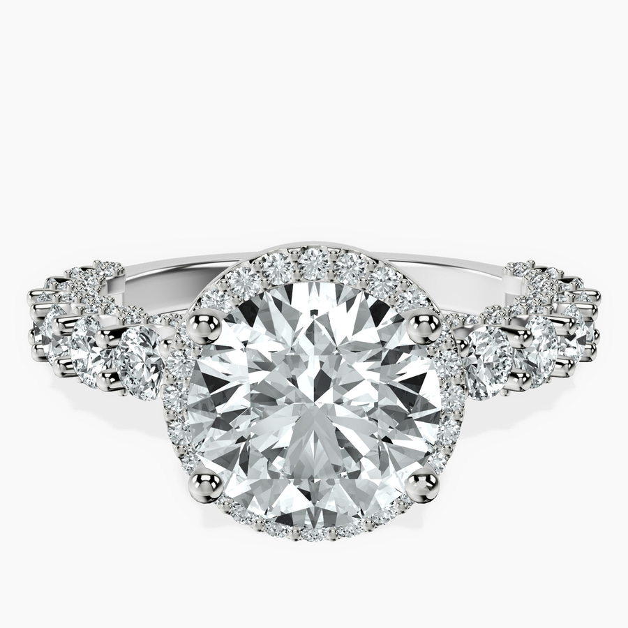 18kt White Gold Enchanté Side Stones Halo Lab Diamond Ring front image