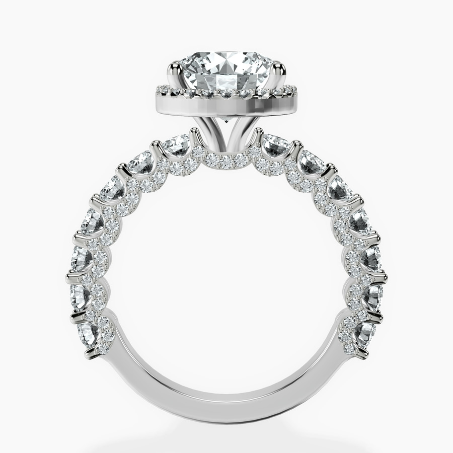 18kt White Gold Enchanté Side Stones Halo Lab Diamond Ring side right image one