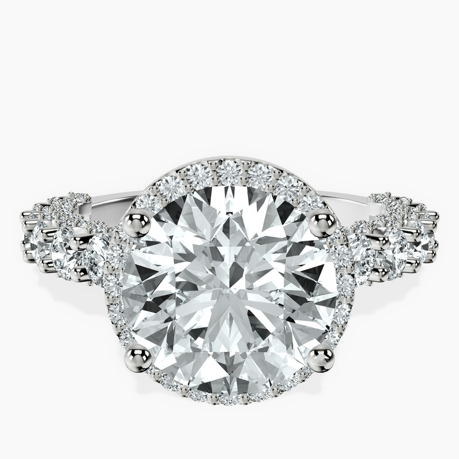 14kt White Gold Enchanté Side Stones Halo Lab Diamond Ring front image