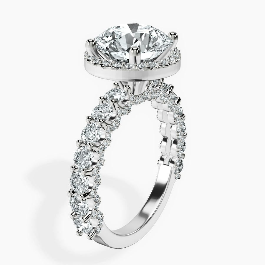 14kt White Gold Enchanté Side Stones Halo Lab Diamond Ring standing product image one