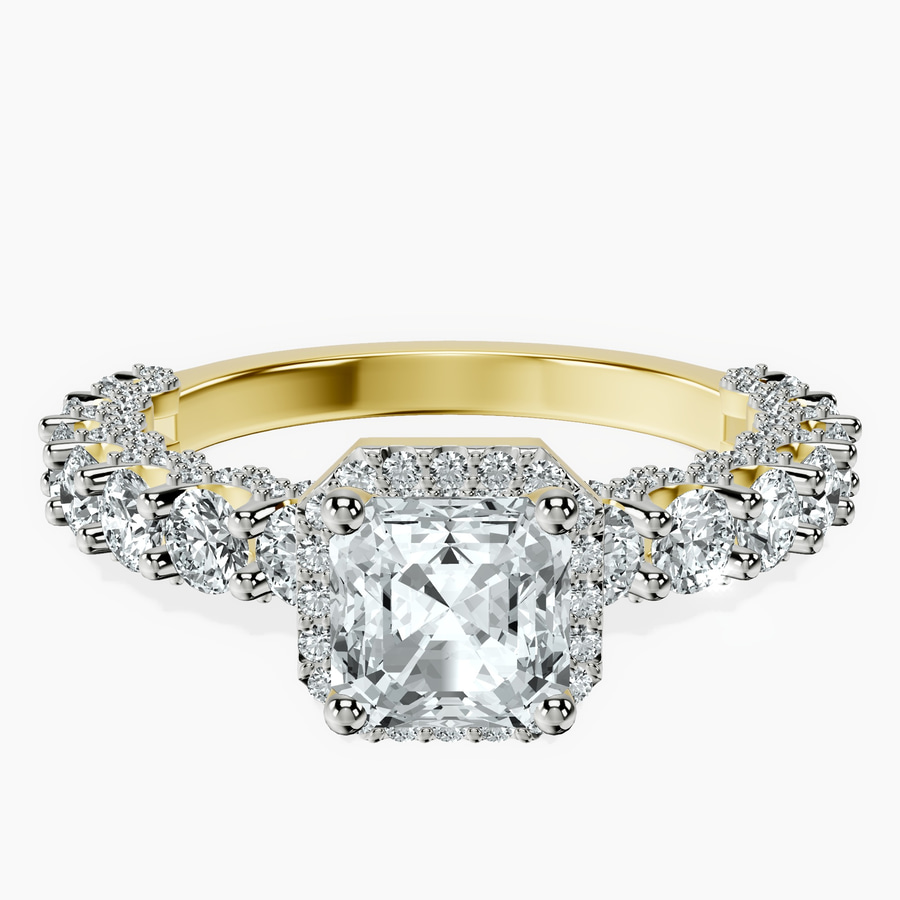 18kt Yellow Gold Enchanté Side Stones Halo Lab Diamond Ring front image