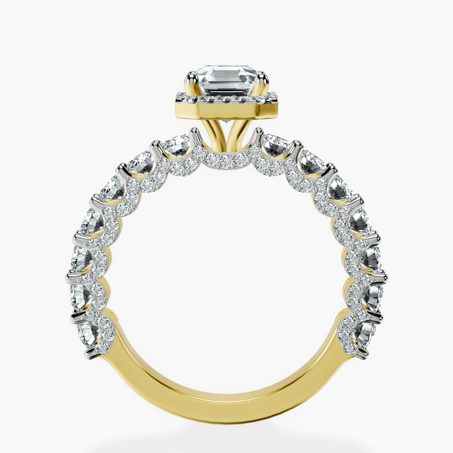 18kt Yellow Gold Enchanté Side Stones Halo Lab Diamond Ring side right image one