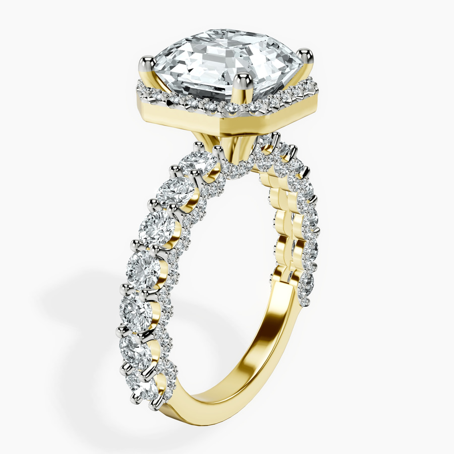 10kt Yellow Gold Enchanté Side Stones Halo Lab Diamond Ring standing product image one