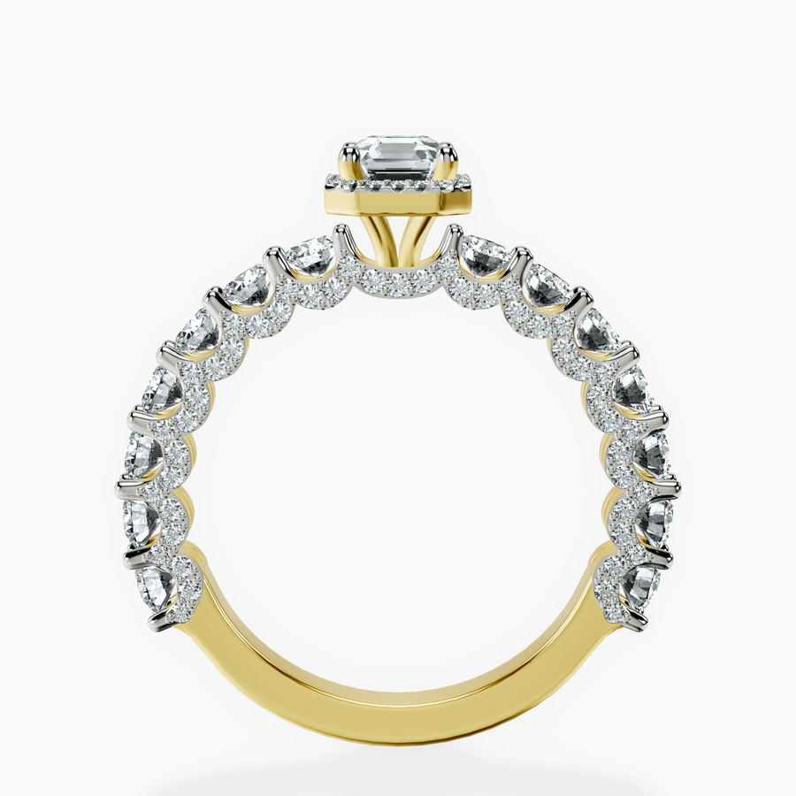 18kt Yellow Gold Enchanté Side Stones Halo Lab Diamond Ring side right image one
