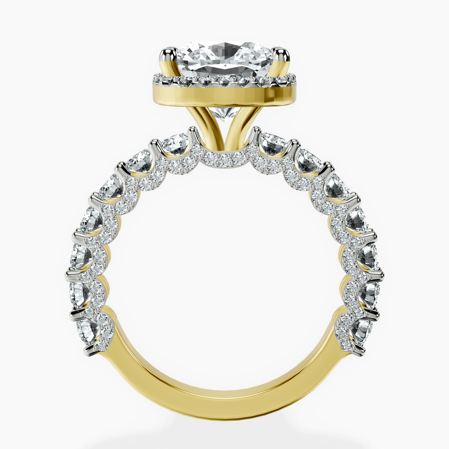 18kt Yellow Gold Enchanté Side Stones Halo Lab Diamond Ring side right image one