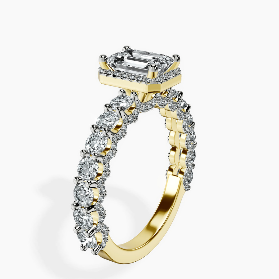 10kt Yellow Gold Enchanté Side Stones Halo Lab Diamond Ring standing product image one