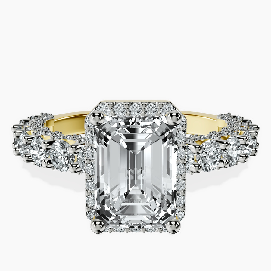 18kt Yellow Gold Enchanté Side Stones Halo Lab Diamond Ring front image