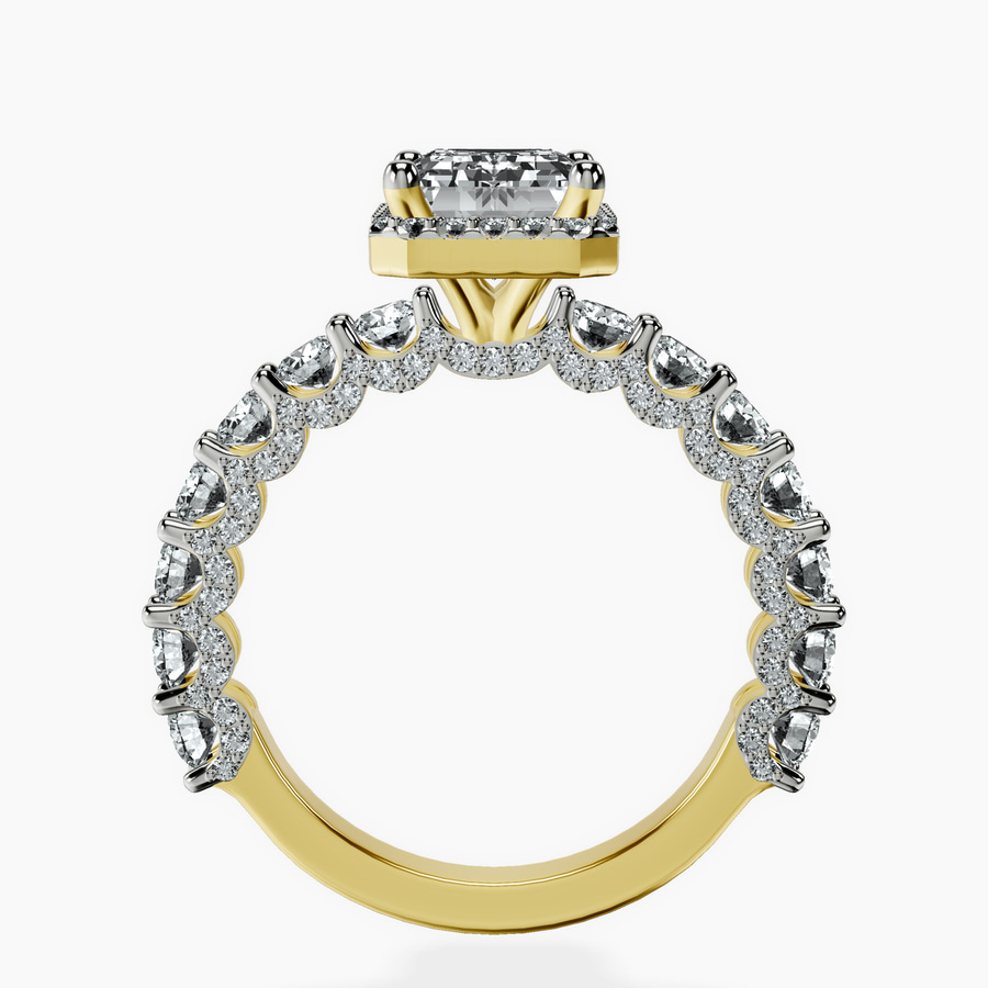 18kt Yellow Gold Enchanté Side Stones Halo Lab Diamond Ring side right image one