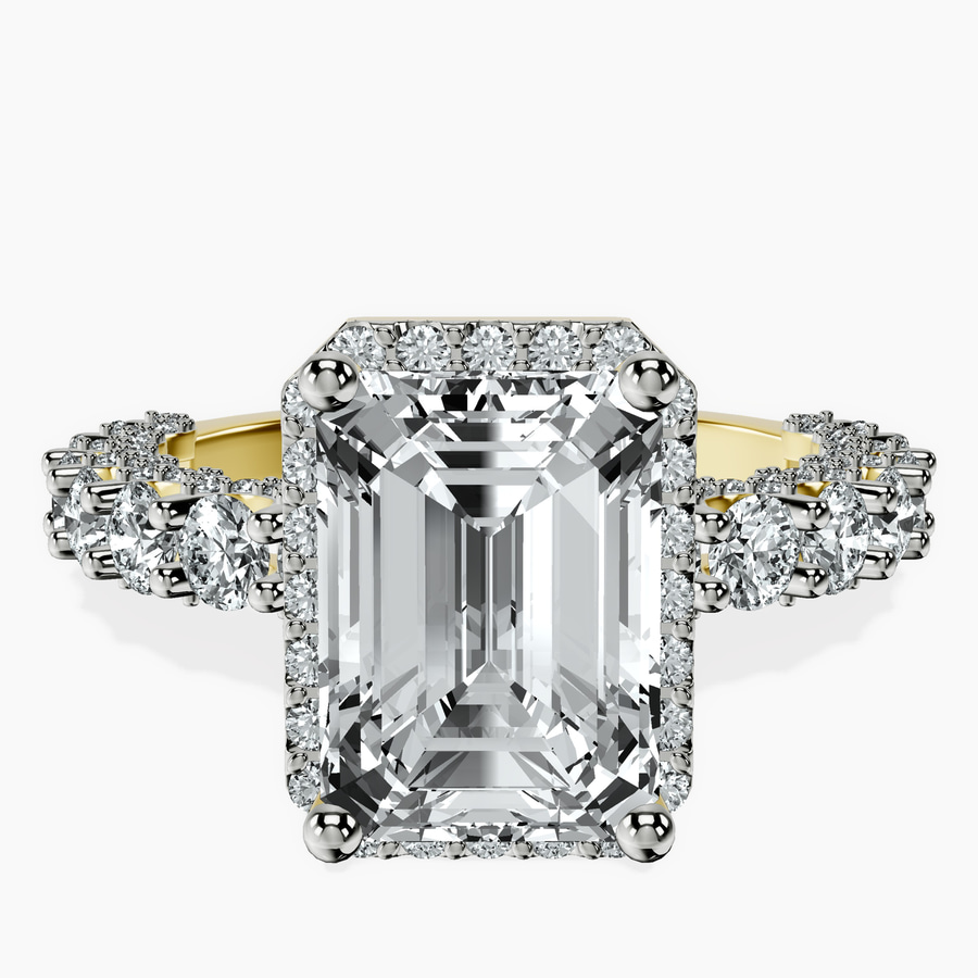 18kt Yellow Gold Enchanté Side Stones Halo Lab Diamond Ring front image