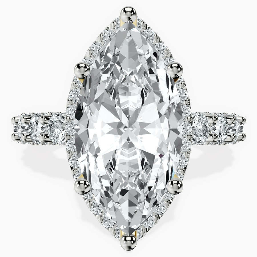18kt Yellow Gold Enchanté Side Stones Halo Lab Diamond Ring front image