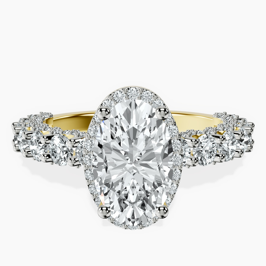 18ct Yellow Gold Enchanté Side Stones Halo Lab Diamond Ring front image