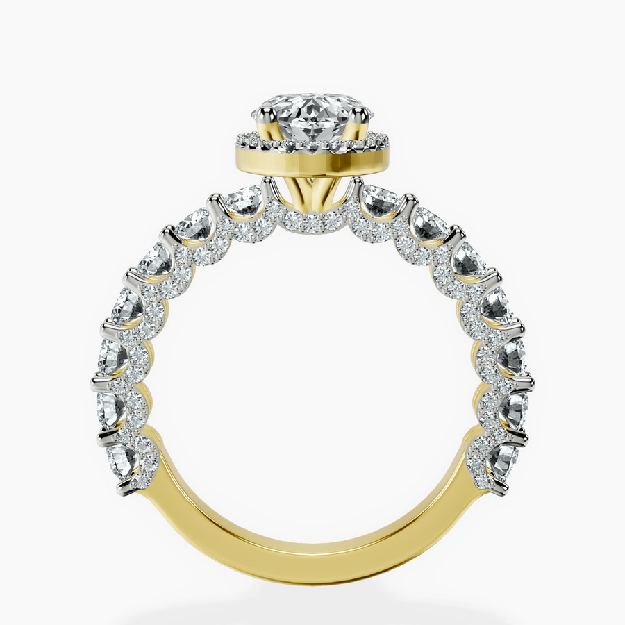 18ct Yellow Gold Enchanté Side Stones Halo Lab Diamond Ring side right image one