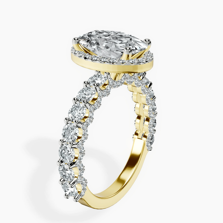 14kt Yellow Gold Enchanté Side Stones Halo Lab Diamond Ring standing product image one