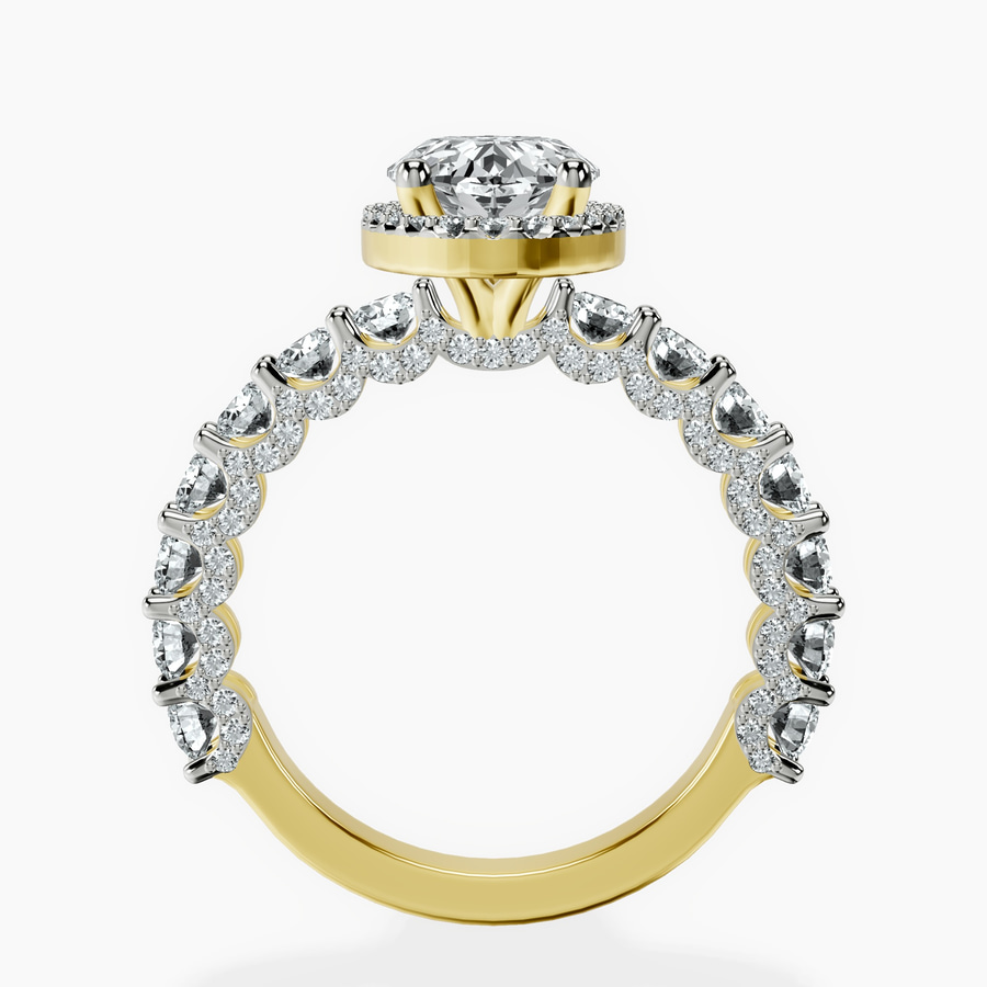 14kt Yellow Gold Enchanté Side Stones Halo Lab Diamond Ring side right image one