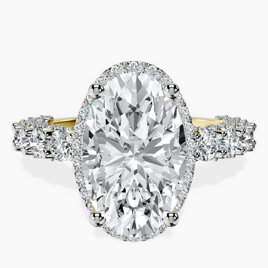 18kt Yellow Gold Enchanté Side Stones Halo Lab Diamond Ring front image