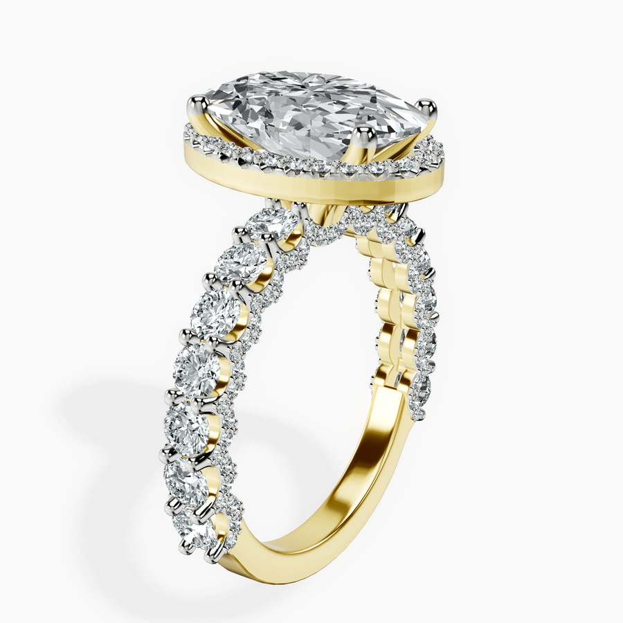 18kt Yellow Gold Enchanté Side Stones Halo Lab Diamond Ring standing product image one