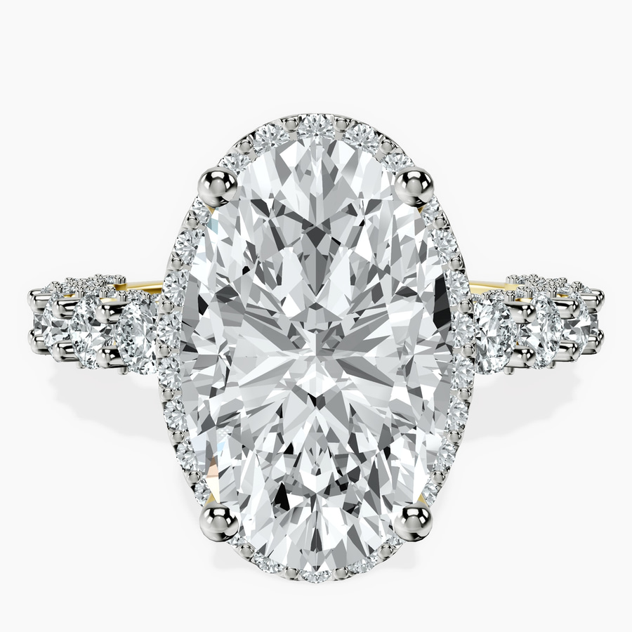 18kt Yellow Gold Enchanté Side Stones Halo Lab Diamond Ring front image