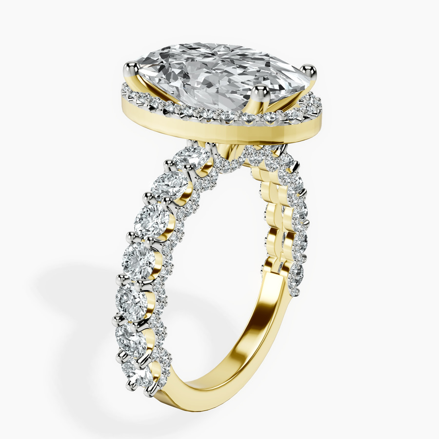 18kt Yellow Gold Enchanté Side Stones Halo Lab Diamond Ring standing product image one