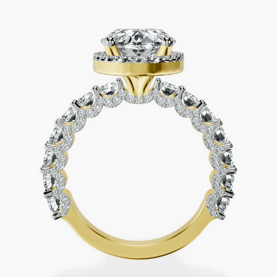 18kt Yellow Gold Enchanté Side Stones Halo Lab Diamond Ring side right image one