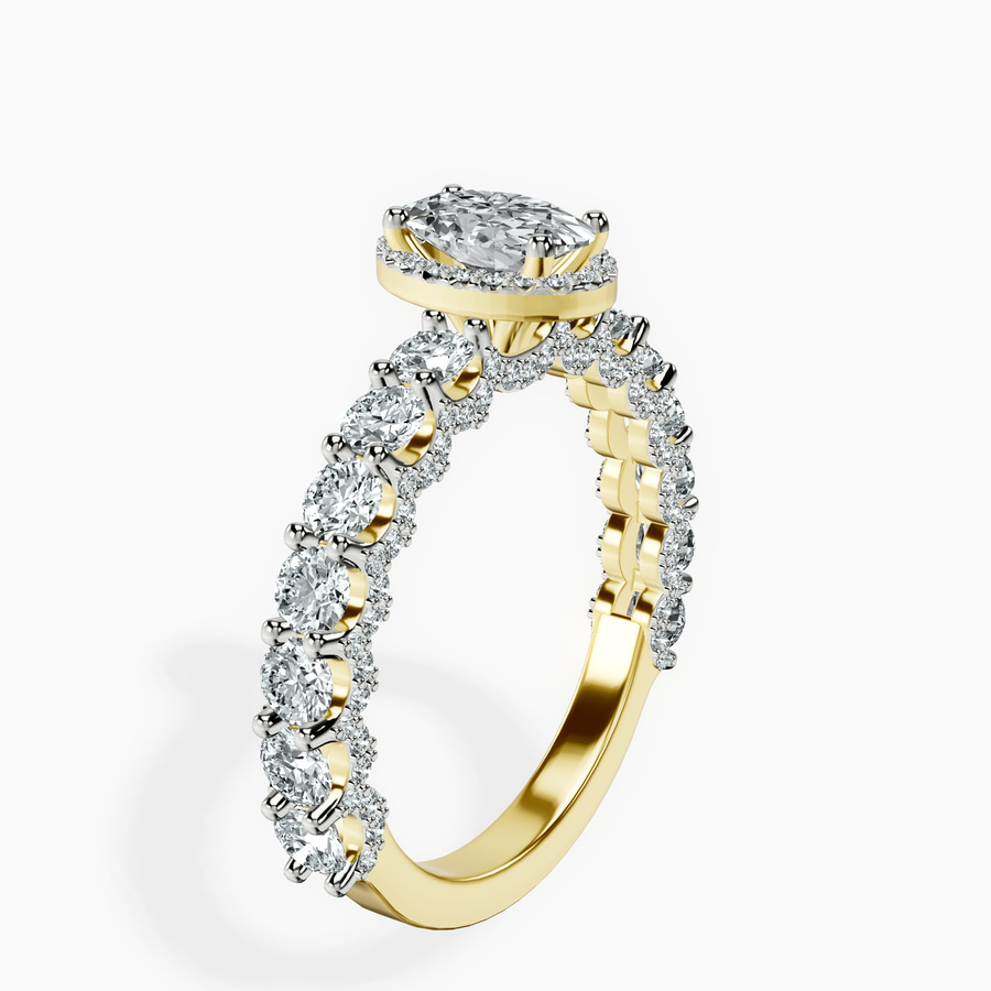 18kt Yellow Gold Enchanté Side Stones Halo Lab Diamond Ring standing product image one