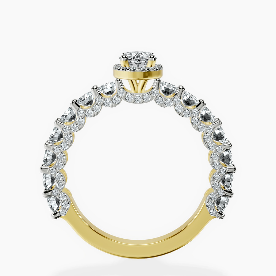 18kt Yellow Gold Enchanté Side Stones Halo Lab Diamond Ring side right image one