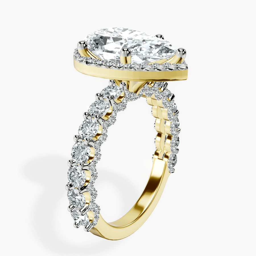 10kt Yellow Gold Enchanté Side Stones Halo Lab Diamond Ring standing product image one