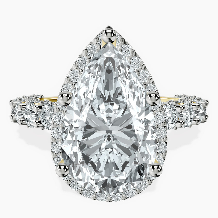 10kt Yellow Gold Enchanté Side Stones Halo Lab Diamond Ring front image