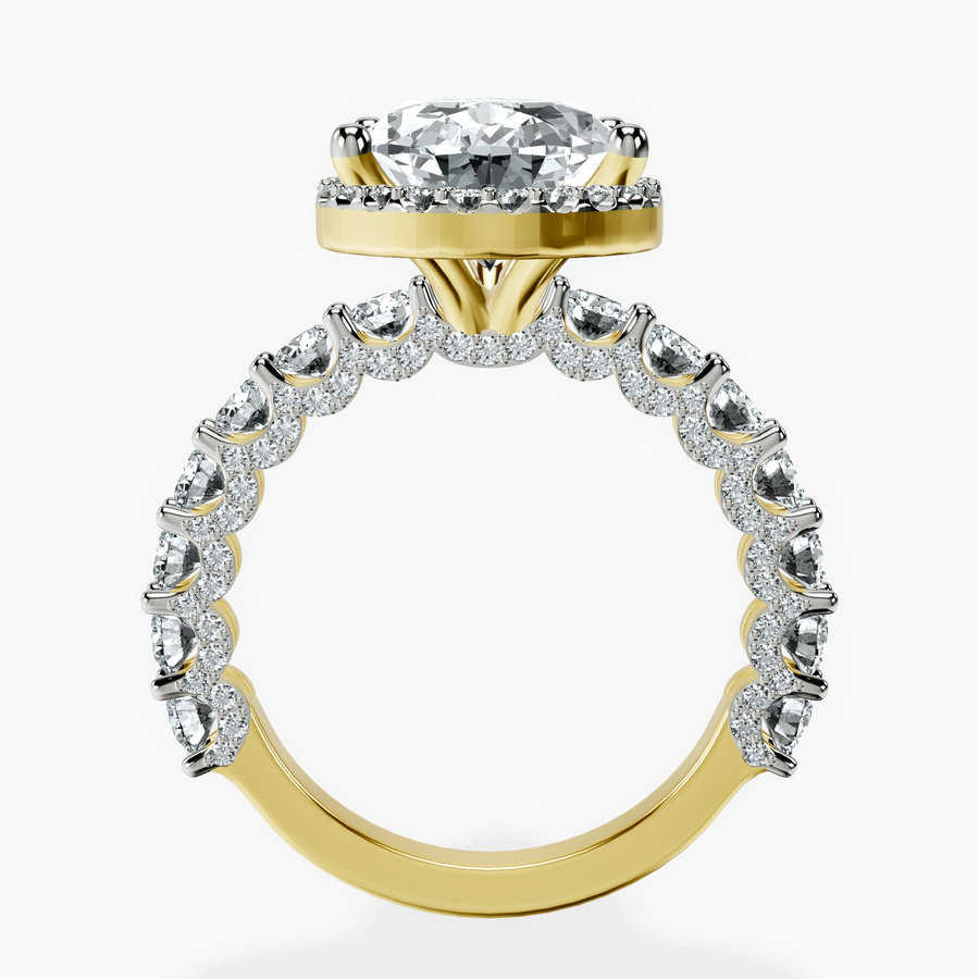 10kt Yellow Gold Enchanté Side Stones Halo Lab Diamond Ring side right image one