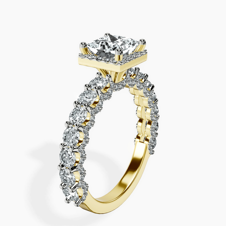 10kt Yellow Gold Enchanté Side Stones Halo Lab Diamond Ring standing product image one