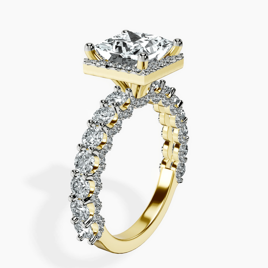 18kt Yellow Gold Enchanté Side Stones Halo Lab Diamond Ring standing product image one