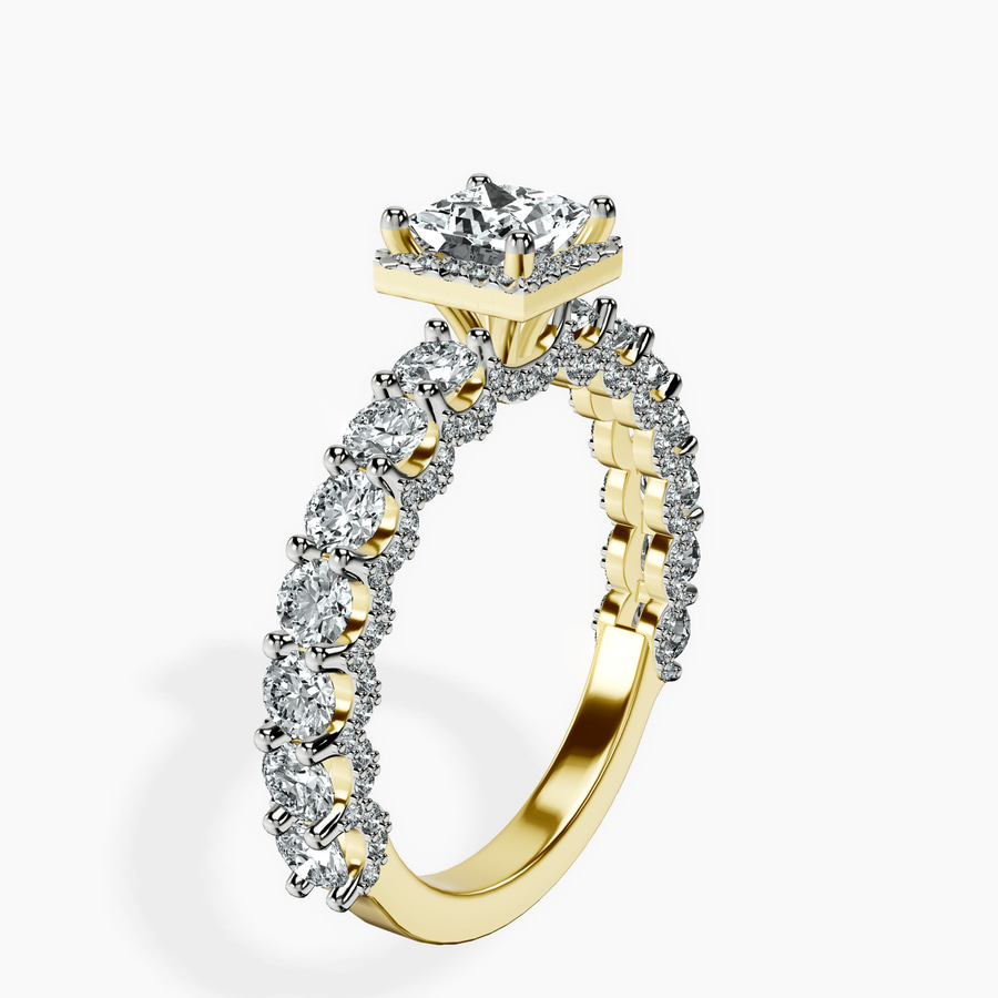 14kt Yellow Gold Enchanté Side Stones Halo Lab Diamond Ring standing product image one