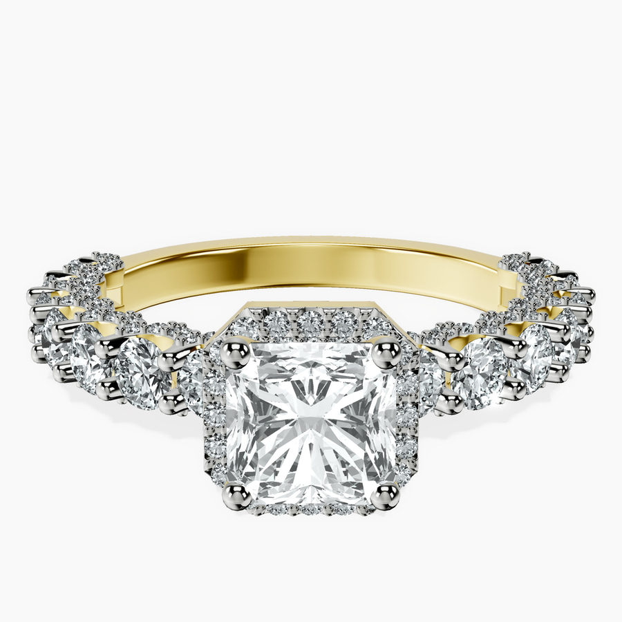 10kt Yellow Gold Enchanté Side Stones Halo Lab Diamond Ring front image