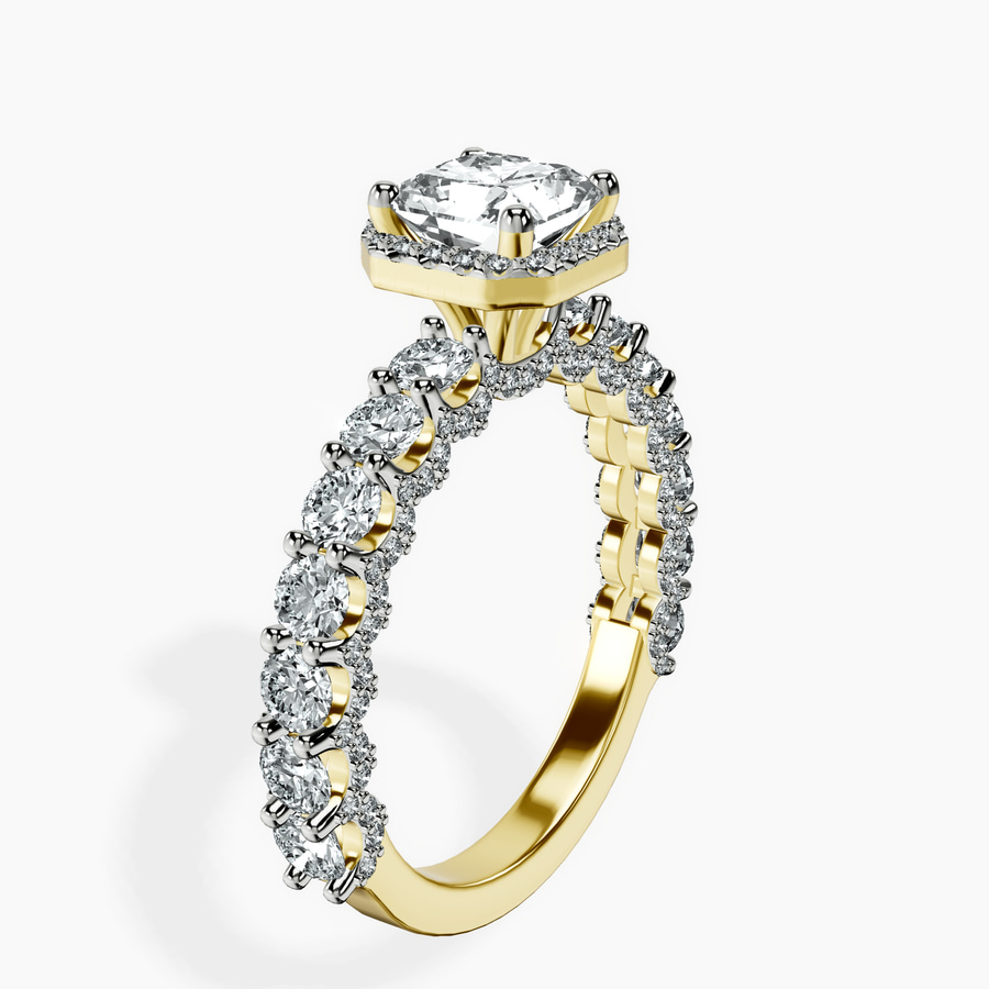 10kt Yellow Gold Enchanté Side Stones Halo Lab Diamond Ring standing product image one